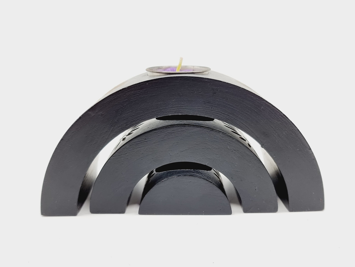 Bougeoir demi-cercle en bois (3 pièces)