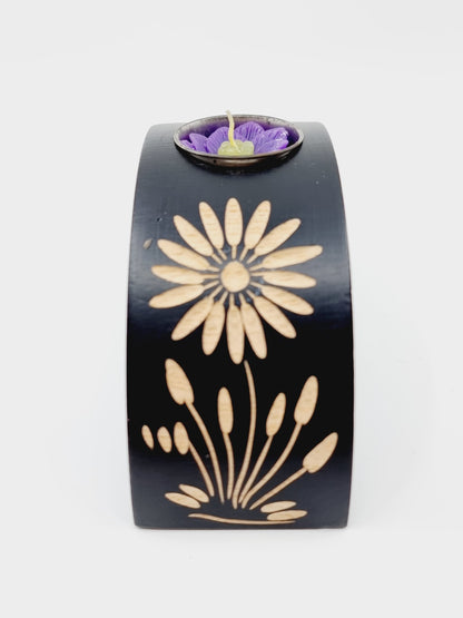 Bougeoir demi-cercle en bois (3 pièces)