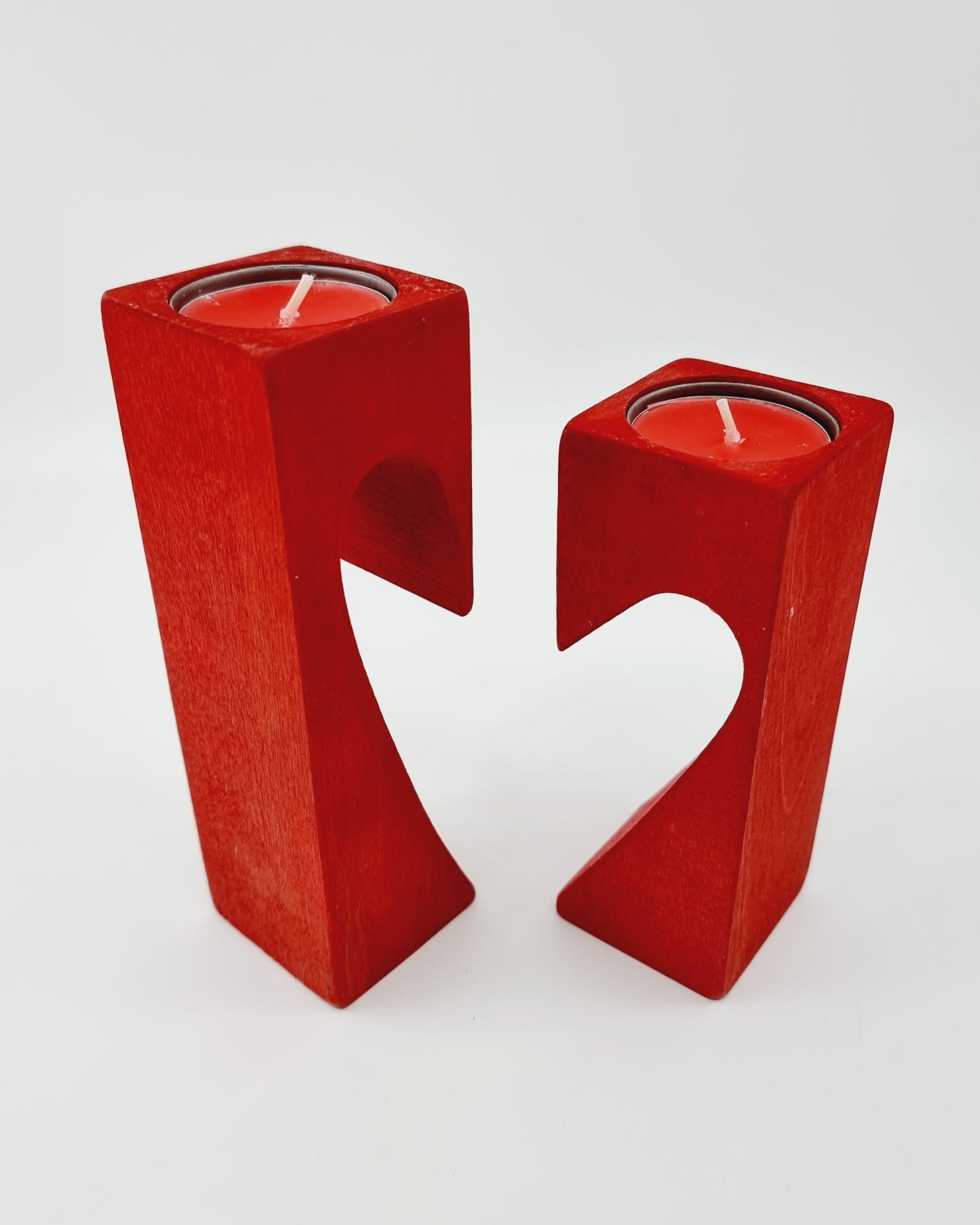 Bougeoir en bois - coeur (2 pièces)