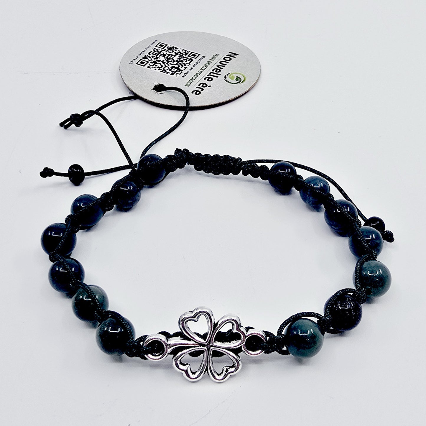 Bracelet trèfle - Agate mousse