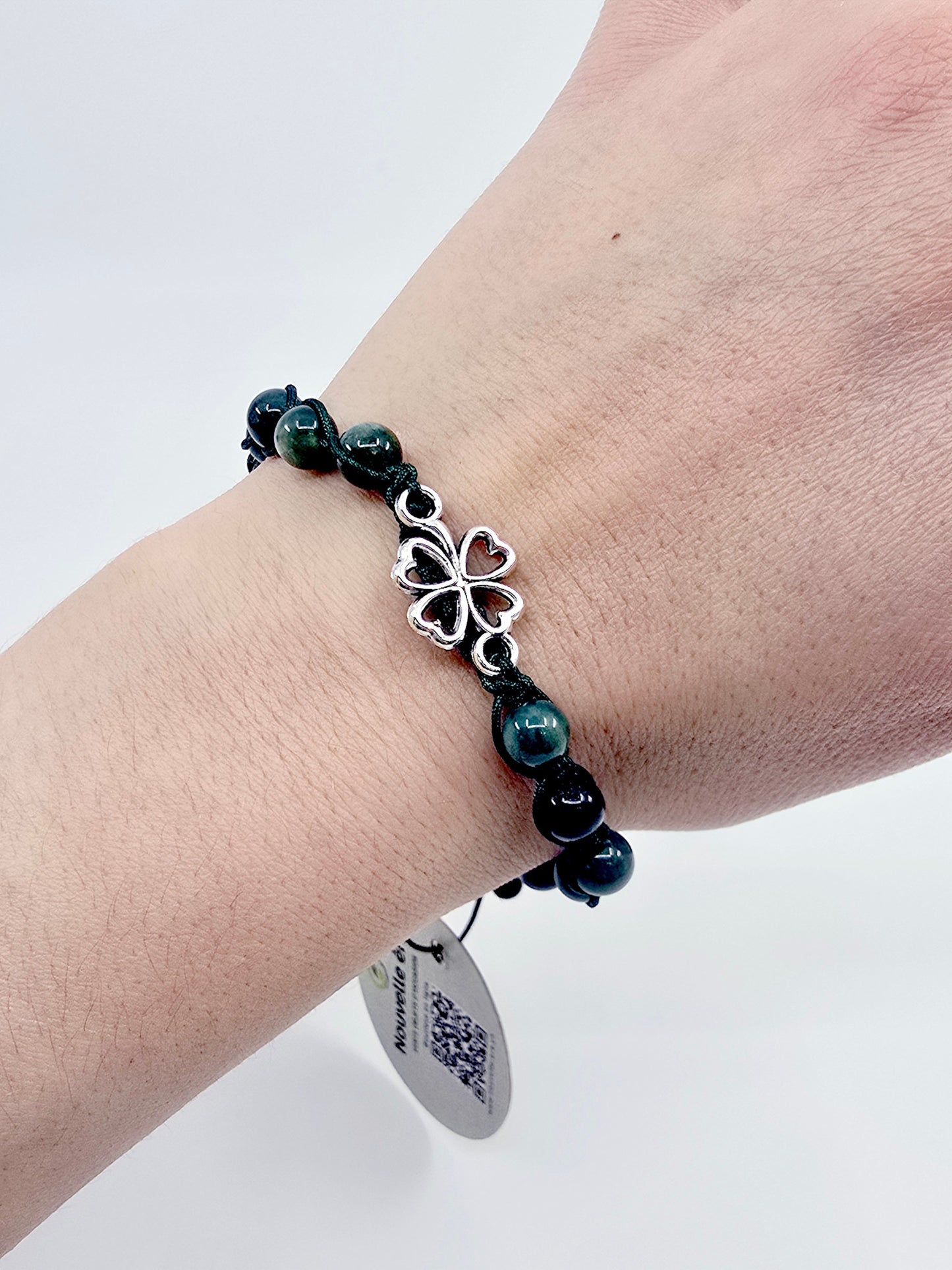 Bracelet trèfle - Agate mousse