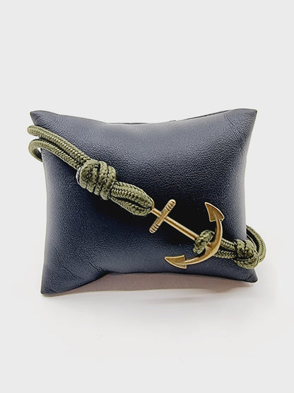 Bracelet ancre - cordon kaki