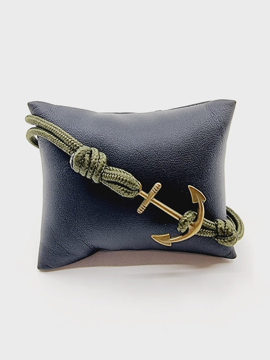 Bracelet ancre - cordon kaki