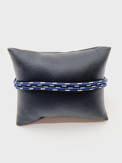 Bracelet ancre - cordon bleu marine/blanc
