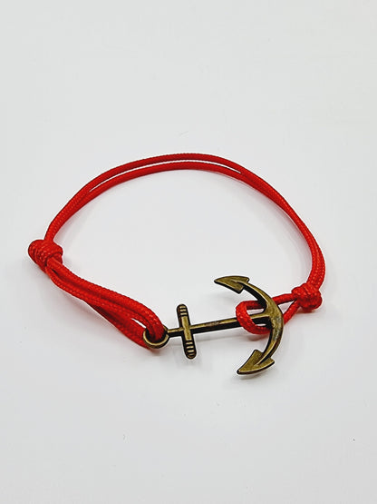 Bracelet ancre - cordon rouge