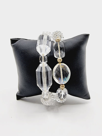 Bracelet - perles transparentes (2 pièces)