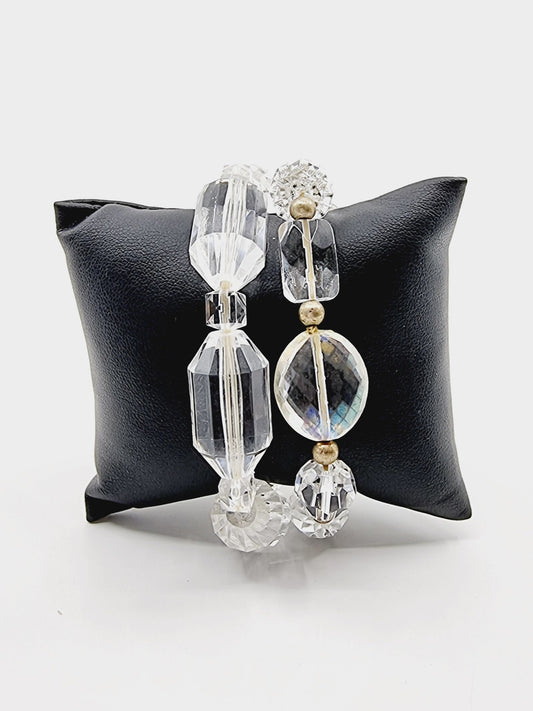 Bracelet - perles transparentes (2 pièces)