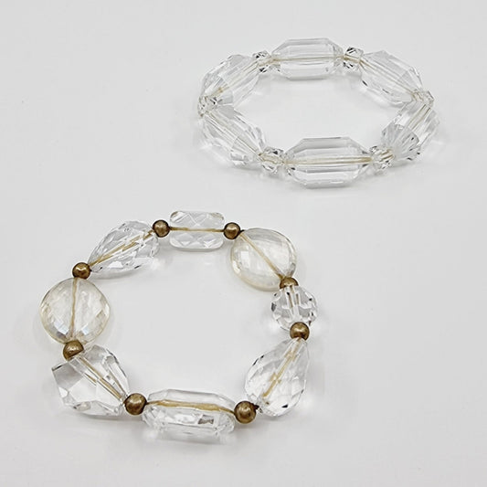 Bracelet - perles transparentes (2 pièces)
