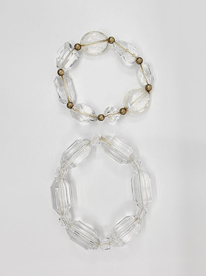 Bracelet - perles transparentes (2 pièces)