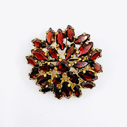 Broche - fleur couleur rubis