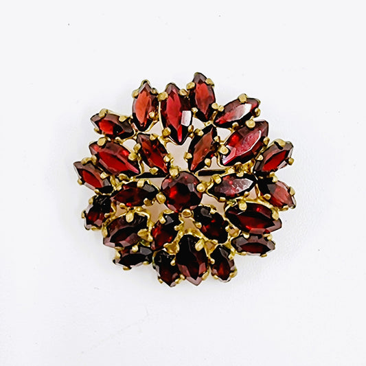Broche - fleur couleur rubis