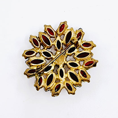 Broche - fleur couleur rubis