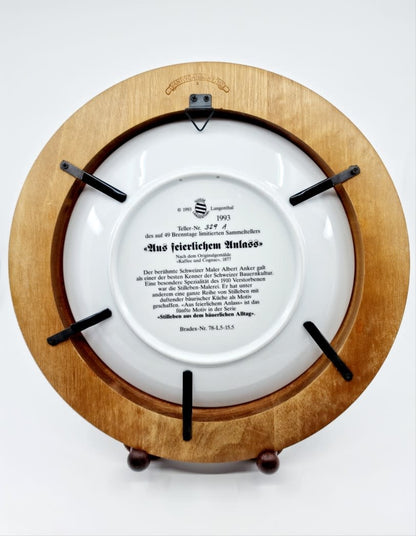 Assiette de collection d'Albert Anker représentation du tableau "Le café et le cognac"