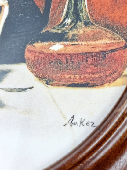 Assiette de collection d'Albert Anker représentation du tableau "Le café et le cognac"