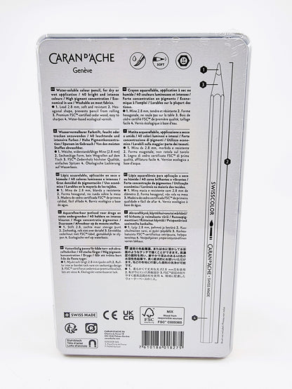 Crayons de couleur aquarellables Caran d'Ache (12 couleurs)