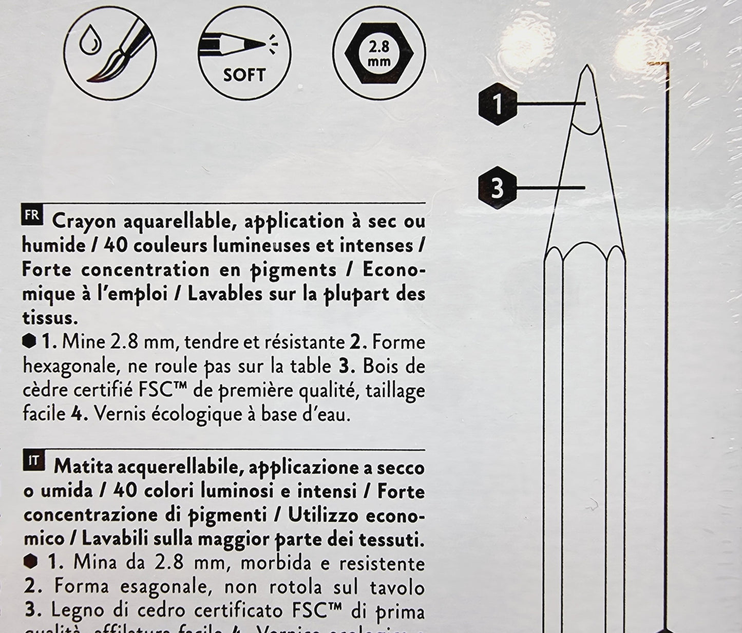 Crayons de couleur aquarellables Caran d'Ache (12 couleurs)