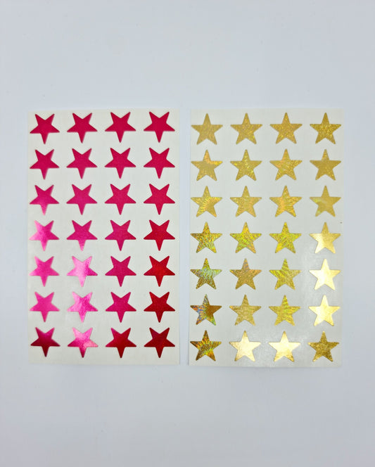 Stickers - étoiles dorées & roses