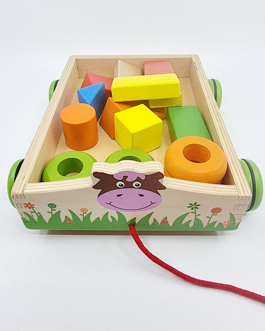 Chariot à tirer vache avec 14 plots