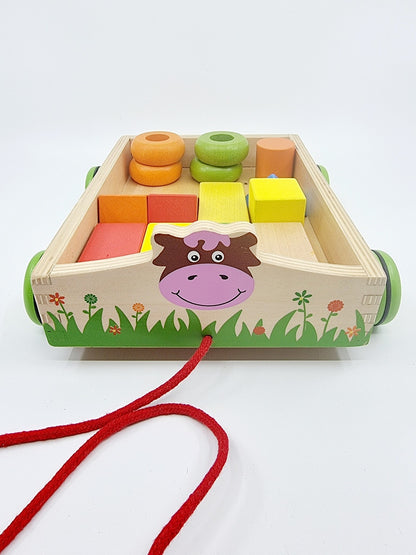 Chariot à tirer vache avec 14 plots