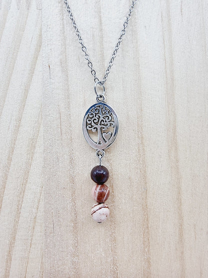 Collier arbre de vie - Jaspe zèbre brun