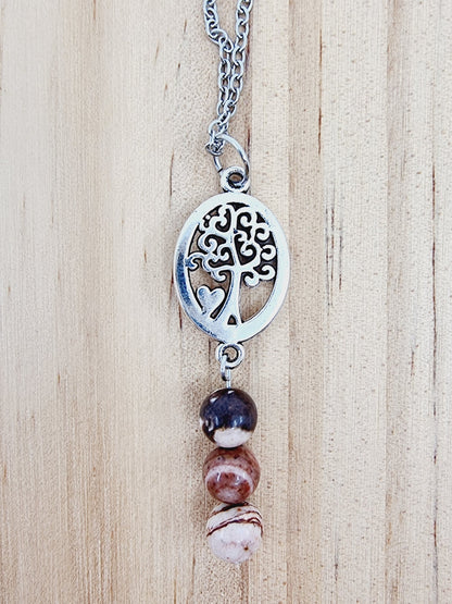 Collier arbre de vie - Jaspe zèbre brun