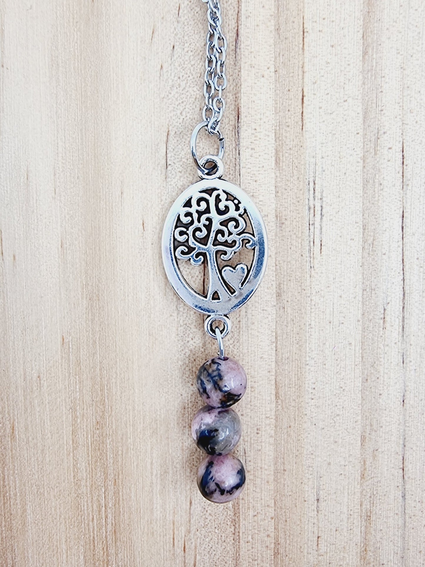 Collier arbre de vie - Rhodonite