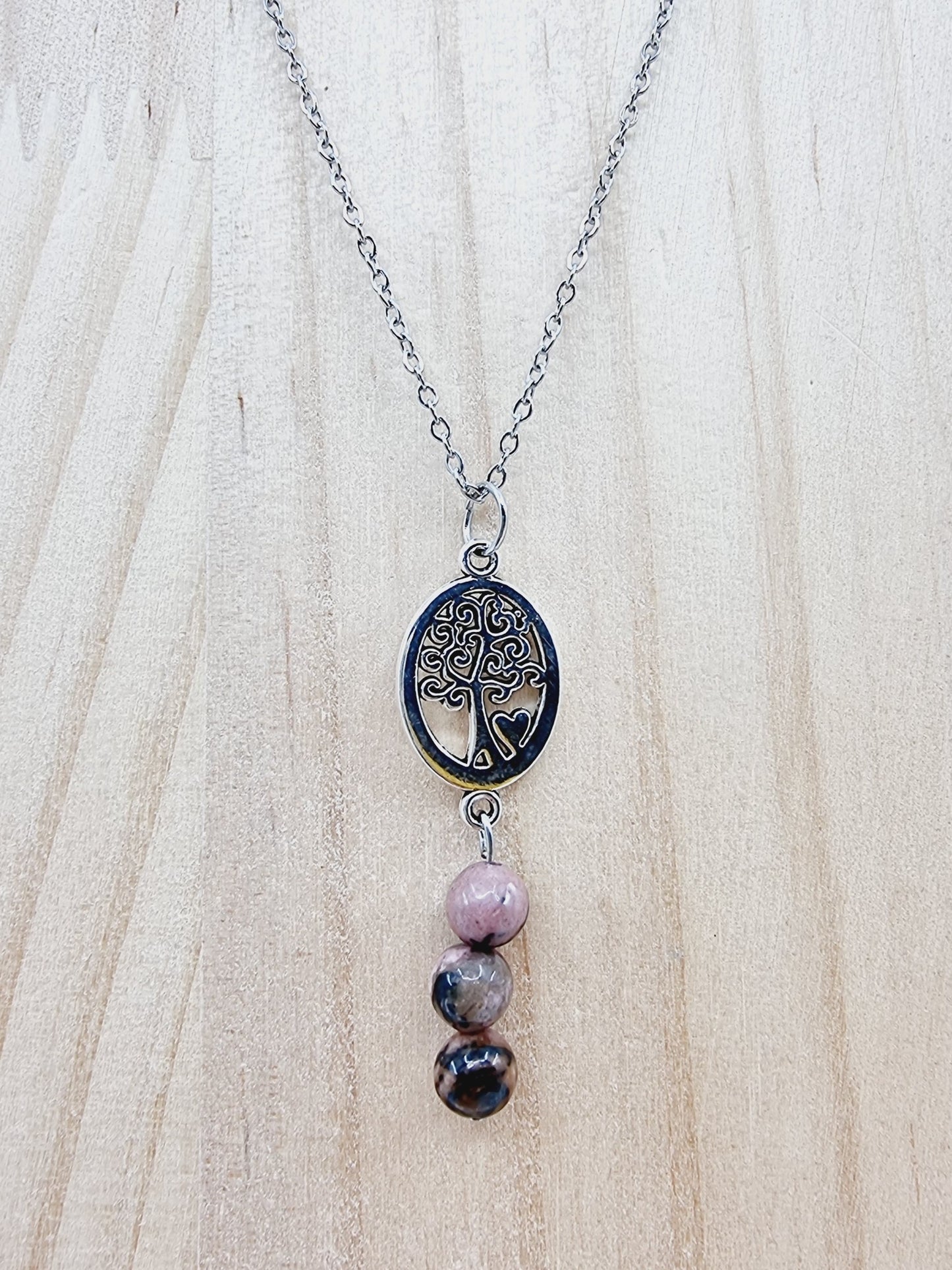 Collier arbre de vie - Rhodonite