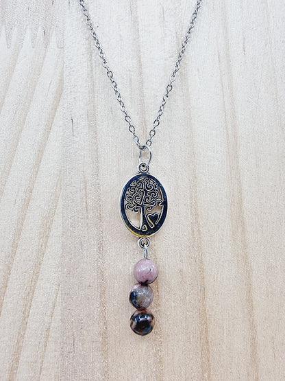 Collier arbre de vie - Rhodonite