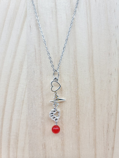 Collier battement de coeur - Jade rouge
