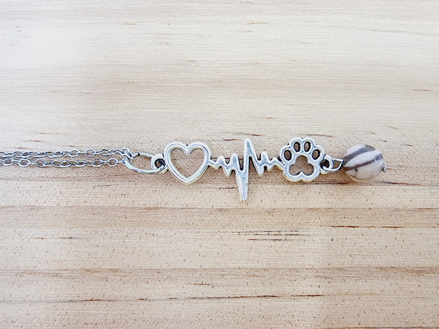 Collier battement de coeur - Jaspe zèbre brun