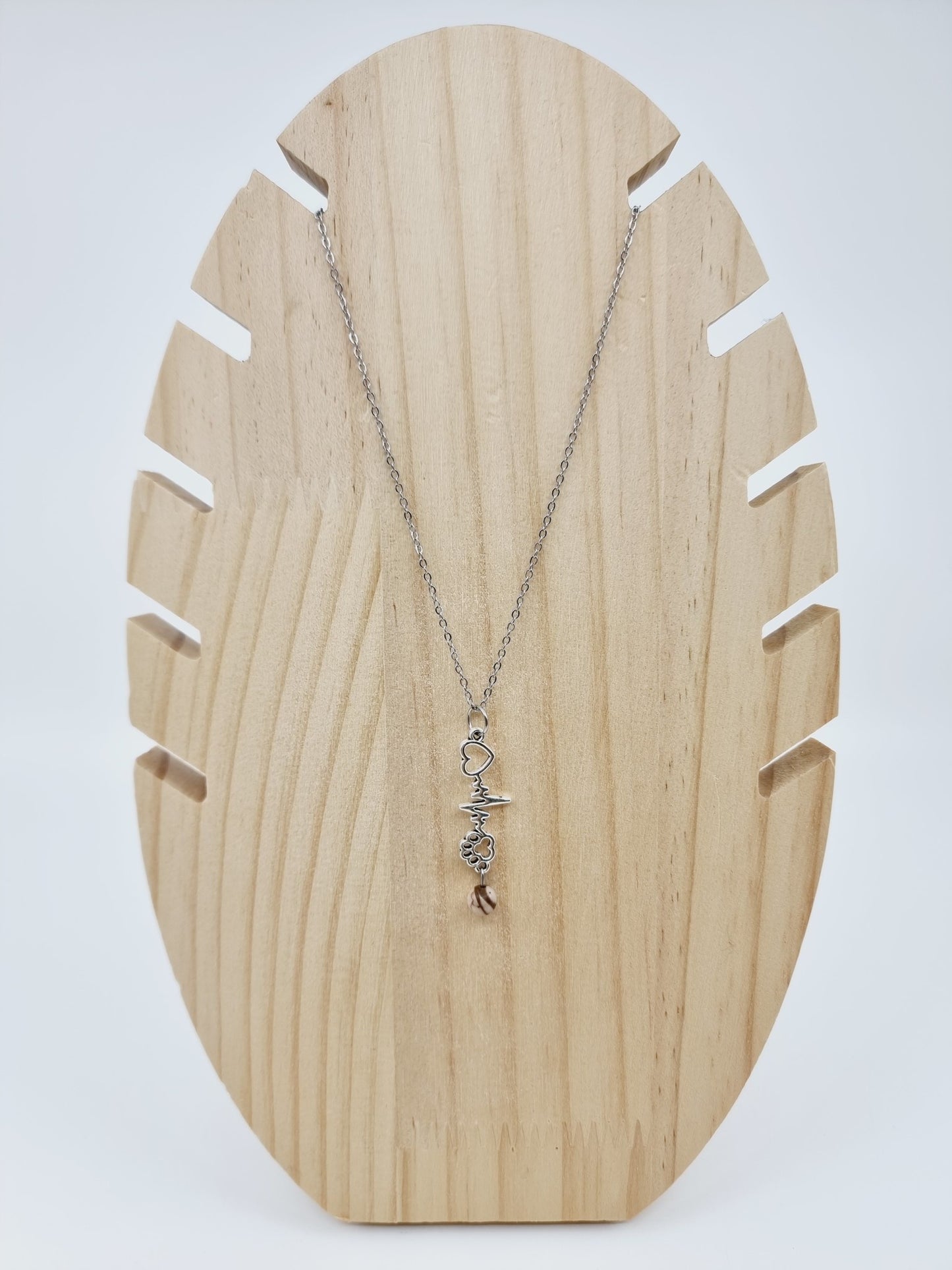 Collier battement de coeur - Jaspe zèbre brun