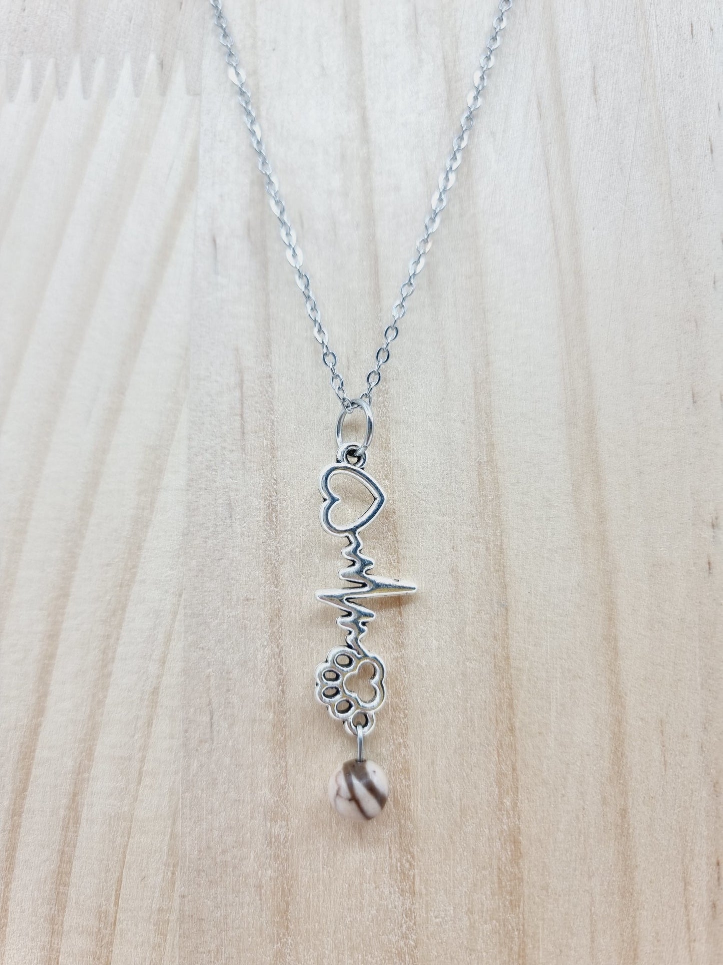 Collier battement de coeur - Jaspe zèbre brun