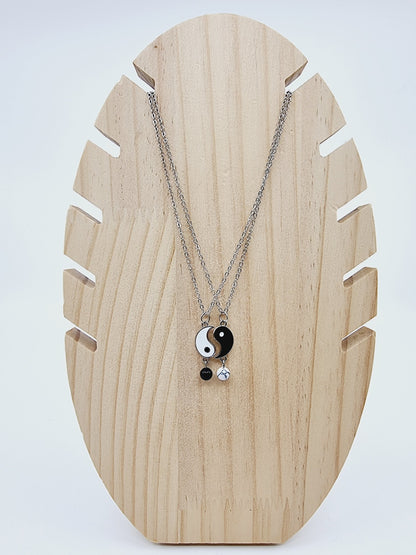 Colliers et boucles d'oreilles yin-yang - Obsidienne et Howlite blanche