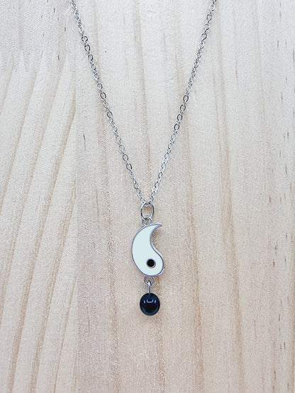 Colliers et boucles d'oreilles yin-yang - Obsidienne et Howlite blanche