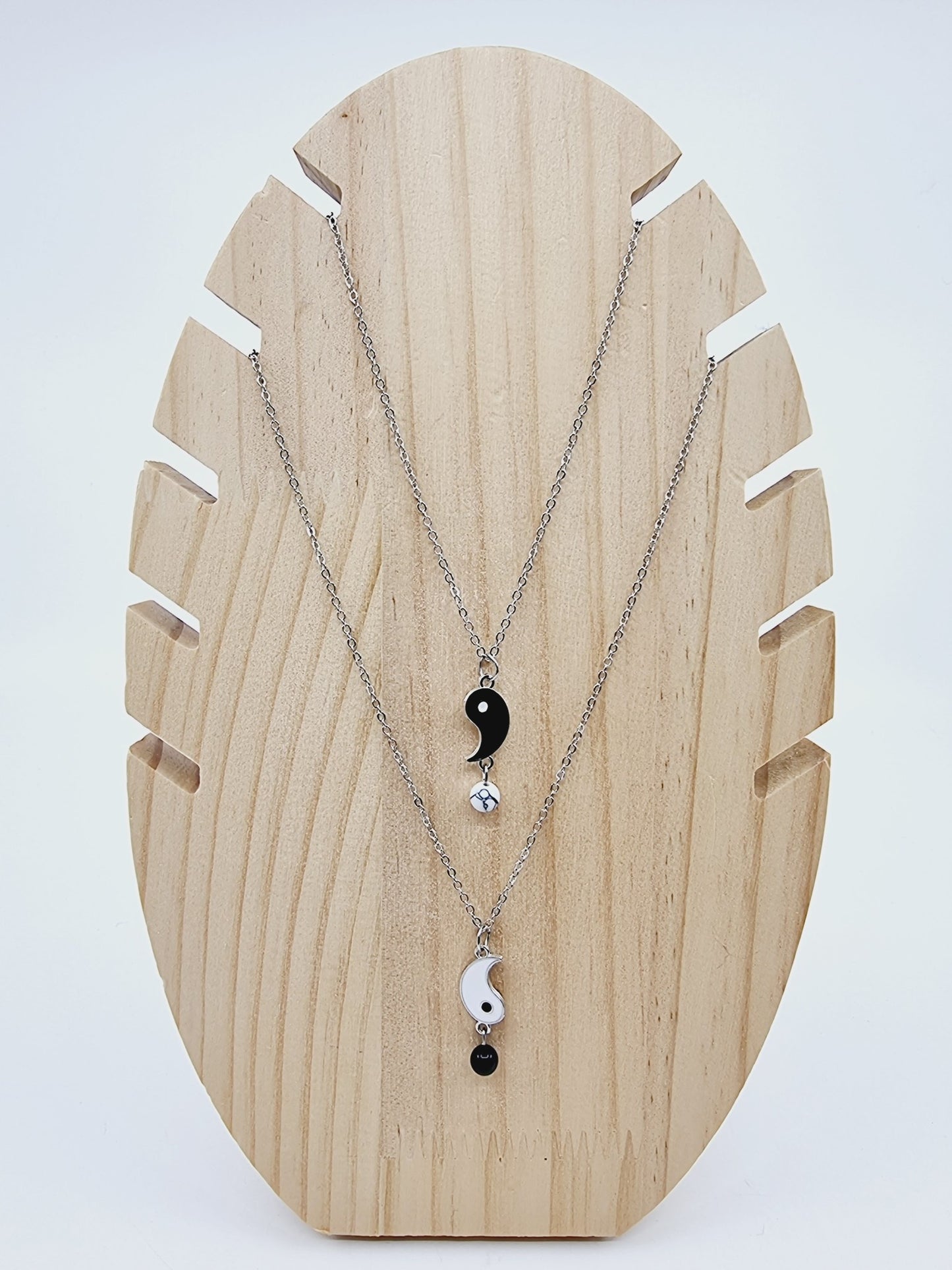 Colliers yin-yang - Obsidienne et Howlite blanche