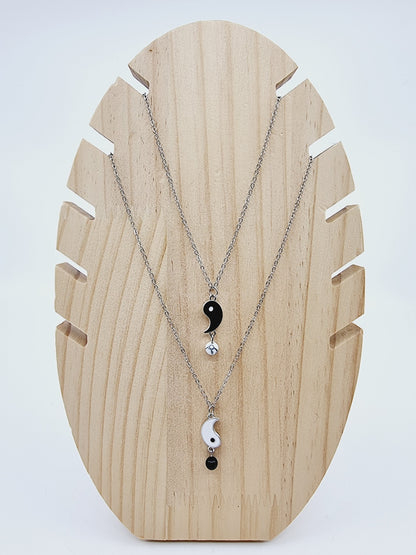 Colliers yin-yang - Obsidienne et Howlite blanche