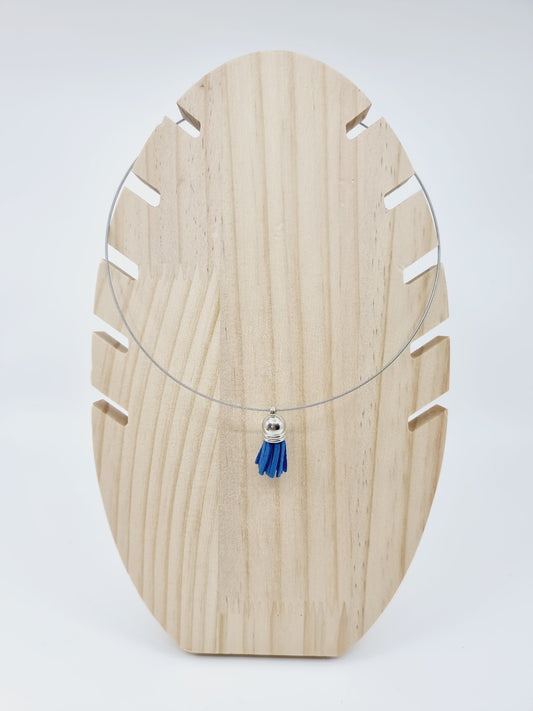 Collier cerceau - Pompon bleu roi