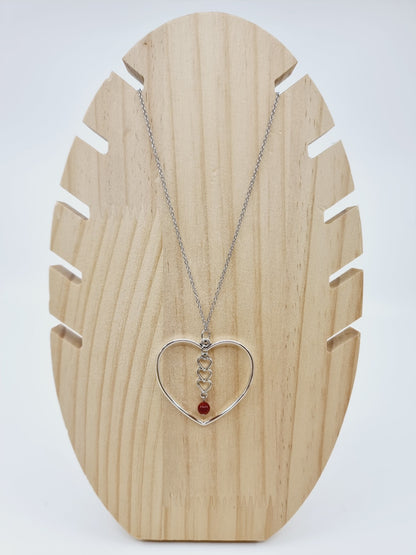 Collier coeur - Agate rouge
