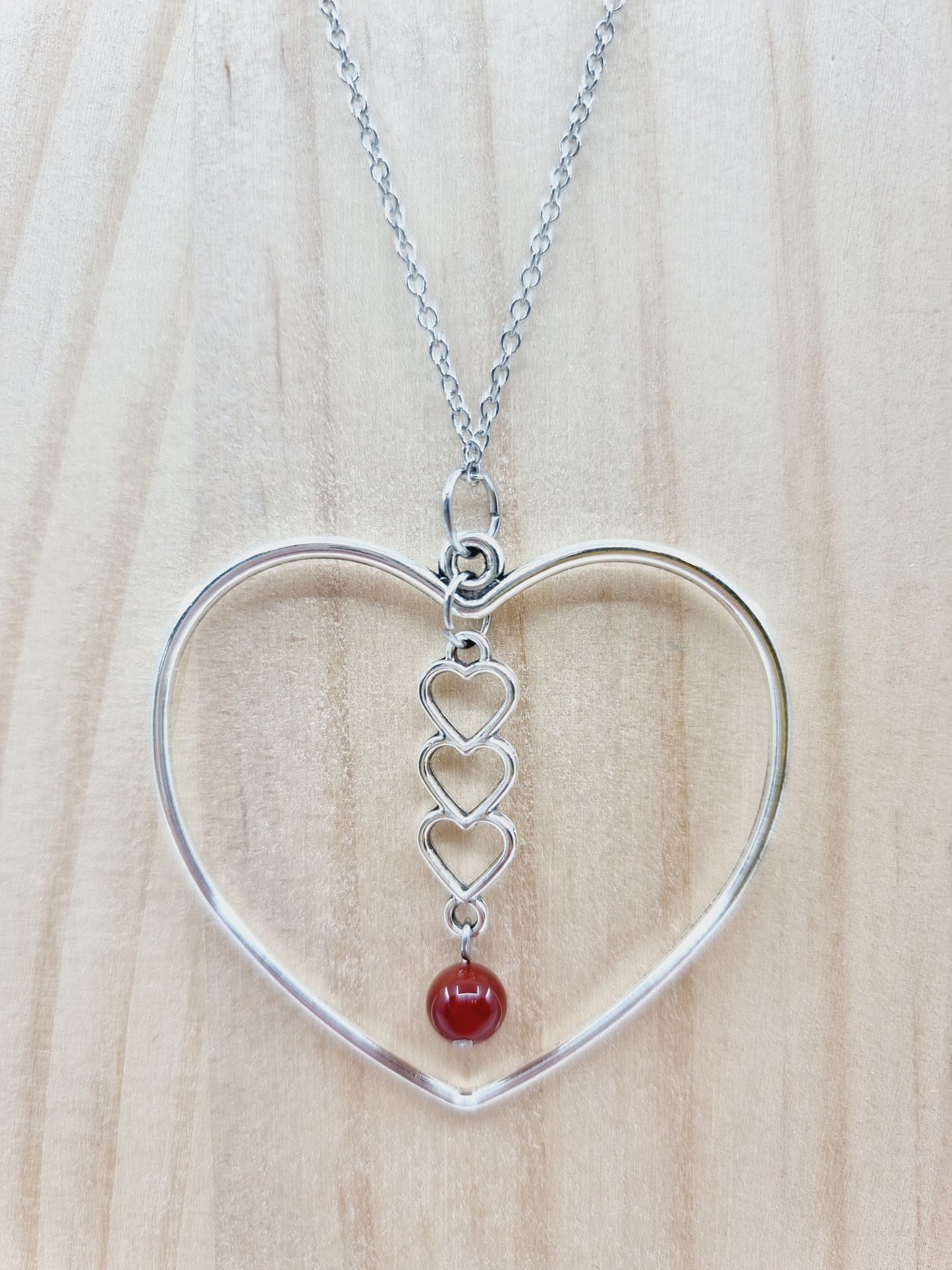 Collier coeur - Agate rouge