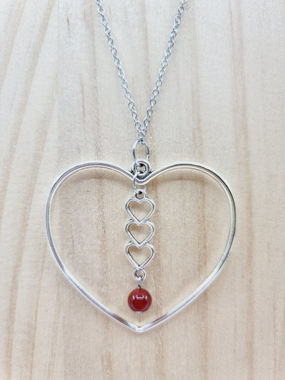 Collier coeur - Agate rouge