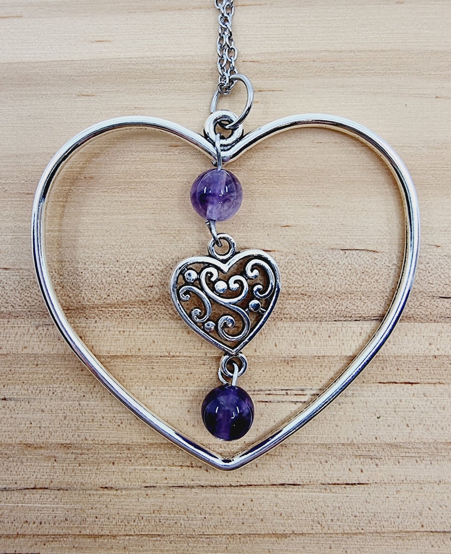 Collier coeur - Améthyste