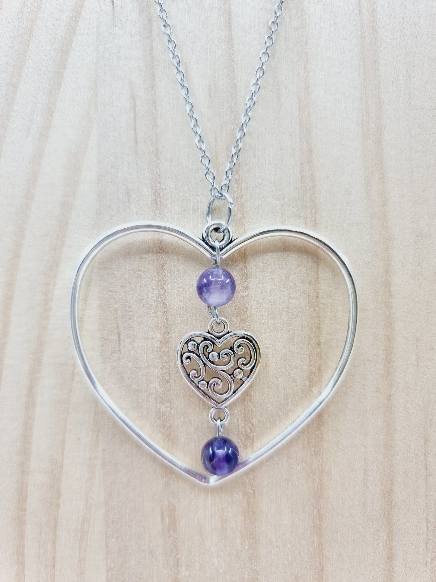Collier coeur - Améthyste