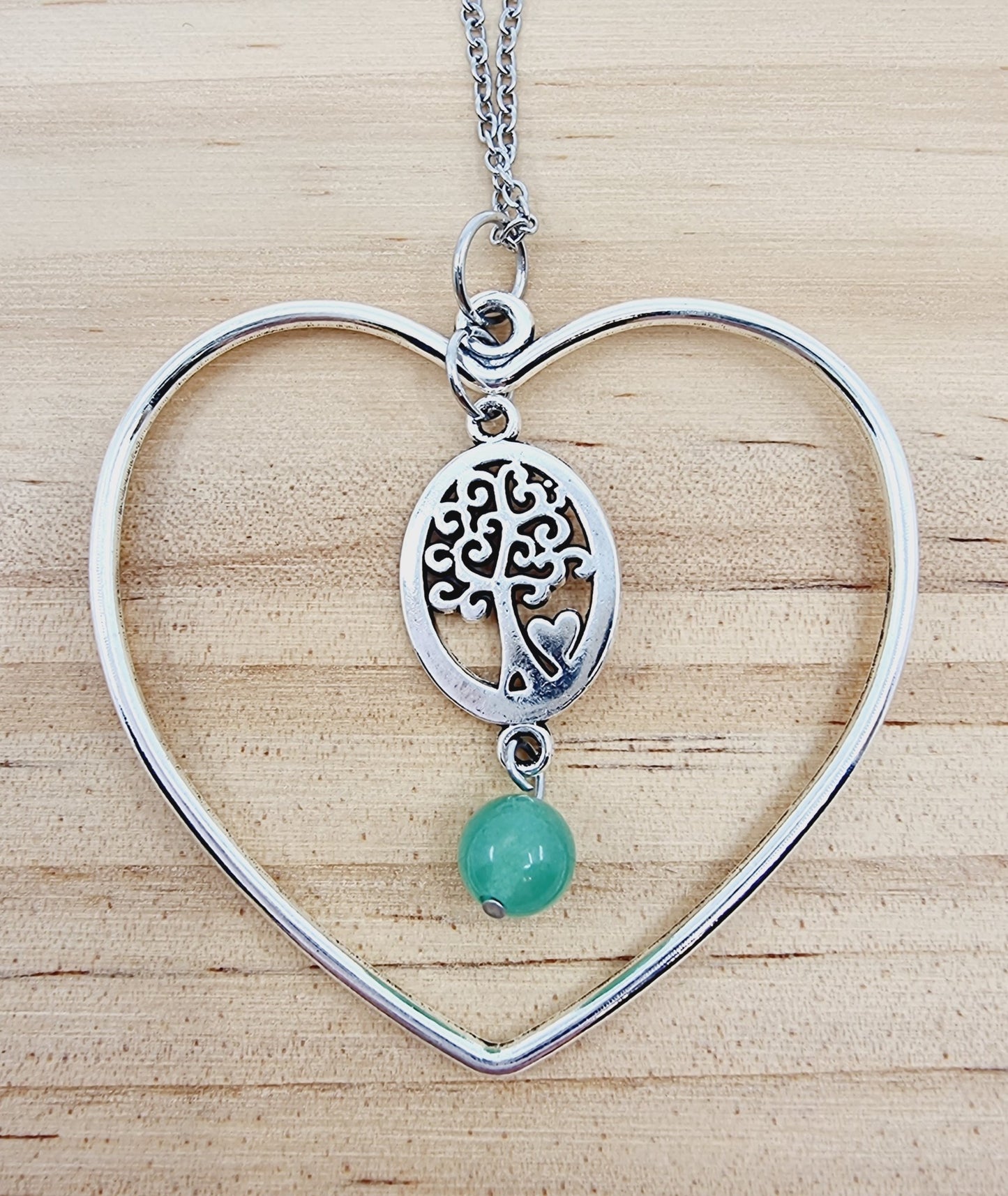 Collier coeur - Aventurine verte