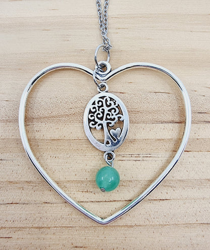 Collier coeur - Aventurine verte