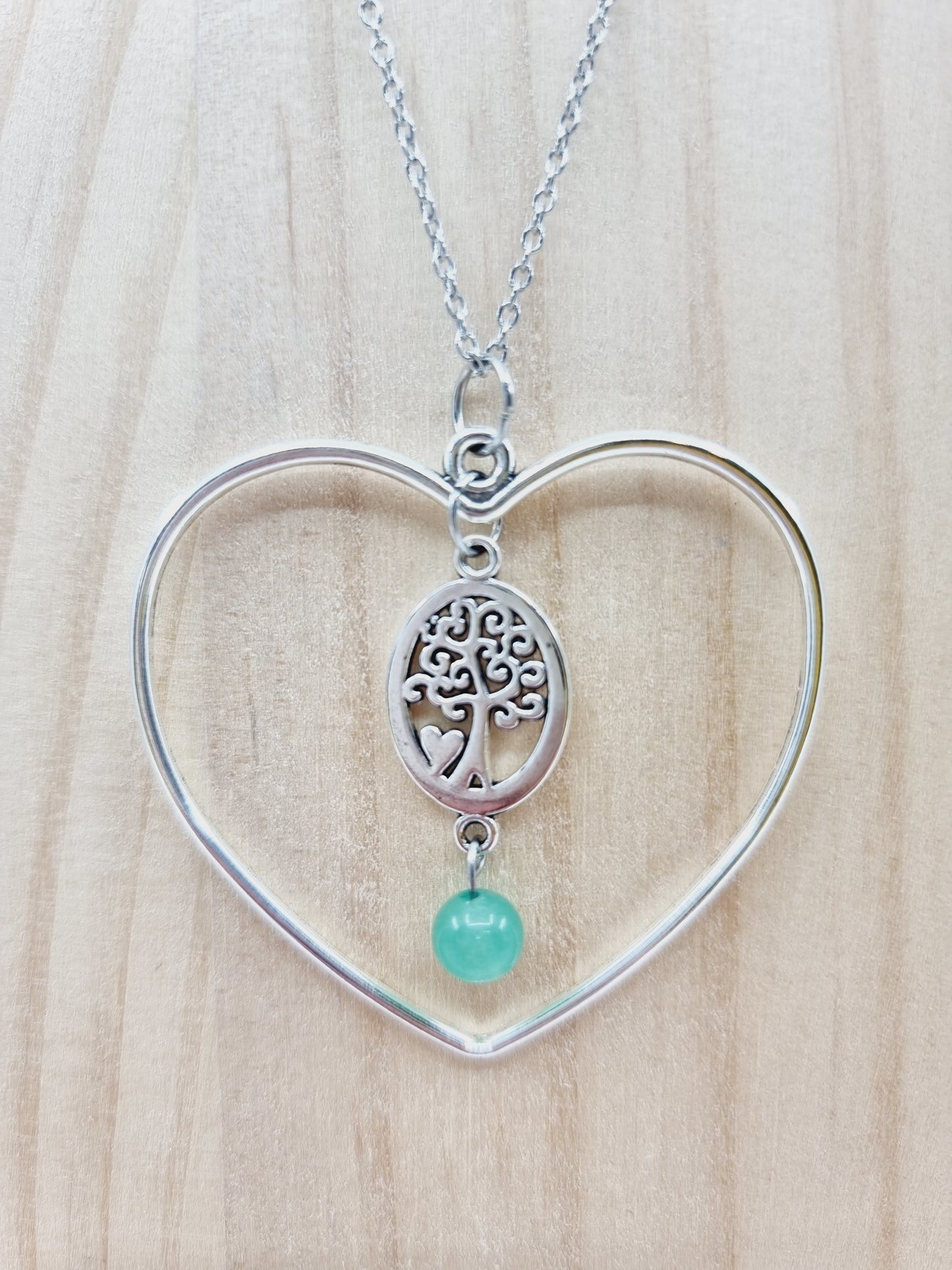 Collier coeur - Aventurine verte