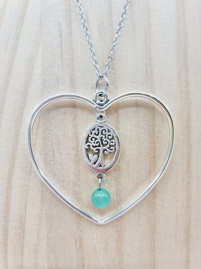 Collier coeur - Aventurine verte