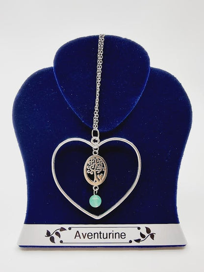 Collier coeur - Aventurine verte