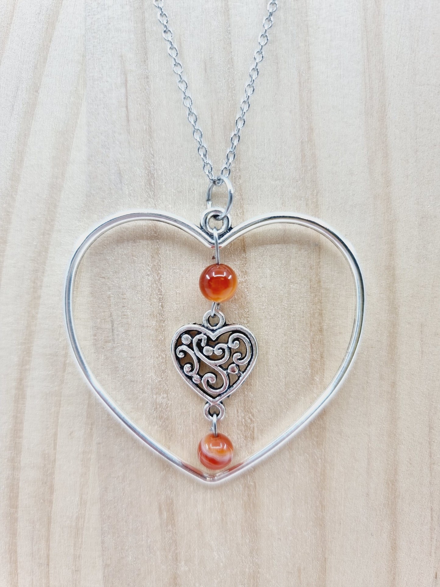 Collier coeur - Cornaline