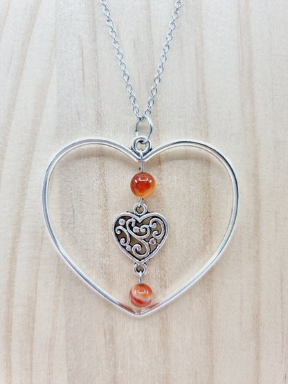 Collier coeur - Cornaline