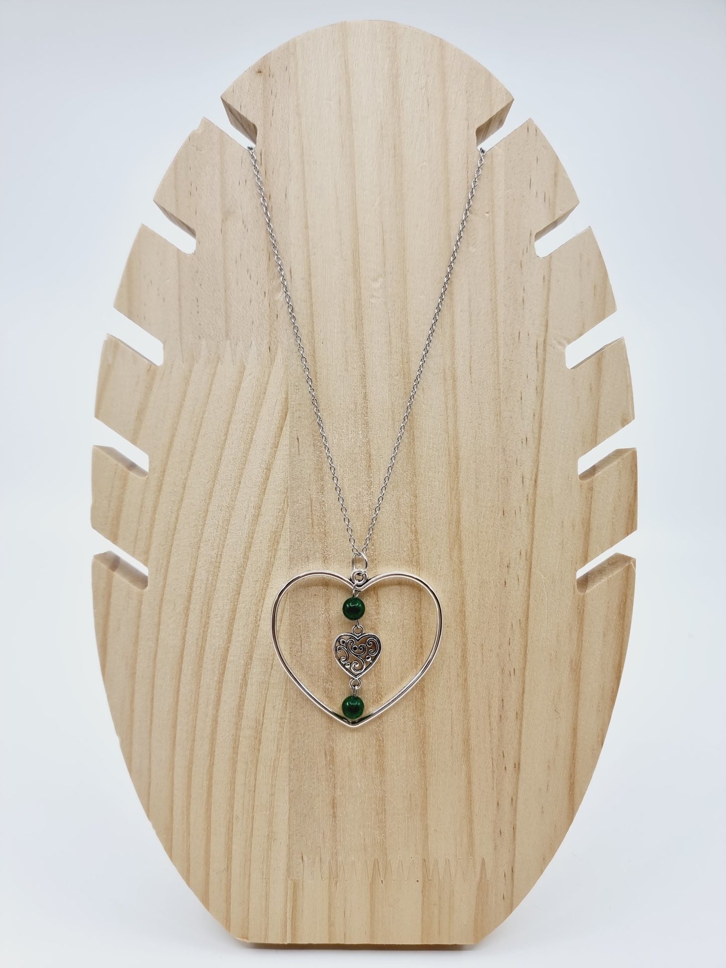 Collier coeur - Jade vert